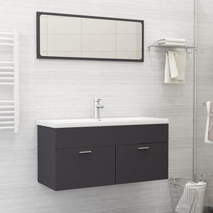 NNEVL Bathroom Furniture Set Grey Chipboard