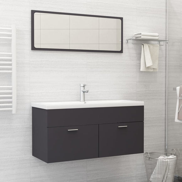 NNEVL Bathroom Furniture Set Grey Chipboard