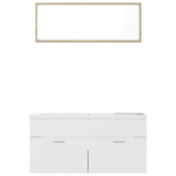 NNEVL Bathroom Furniture Set White and Sonoma Oak Chipboard