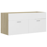 NNEVL Bathroom Furniture Set White and Sonoma Oak Chipboard