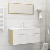 NNEVL Bathroom Furniture Set White and Sonoma Oak Chipboard