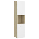 NNEVL Bathroom Furniture Set White and Sonoma Oak Engineered Wood