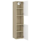 NNEVL Bathroom Furniture Set White and Sonoma Oak Engineered Wood