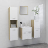 NNEVL Bathroom Furniture Set White and Sonoma Oak Engineered Wood