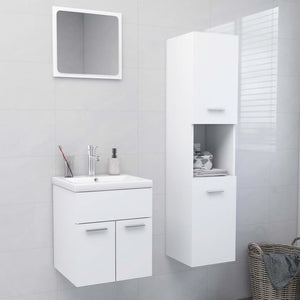 NNEVL Bathroom Furniture Set White Engineered Wood