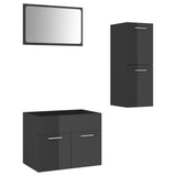NNEVL Bathroom Furniture Set High Gloss Grey Chipboard
