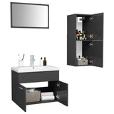 NNEVL Bathroom Furniture Set High Gloss Grey Chipboard