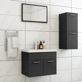 NNEVL Bathroom Furniture Set High Gloss Grey Chipboard