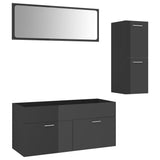 NNEVL Bathroom Furniture Set High Gloss Grey Chipboard