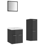 NNEVL Bathroom Furniture Set High Gloss Grey Chipboard