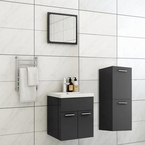 NNEVL Bathroom Furniture Set High Gloss Grey Chipboard