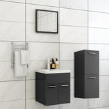NNEVL Bathroom Furniture Set High Gloss Grey Chipboard