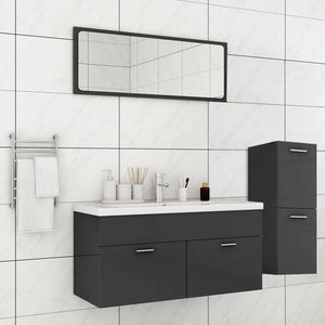NNEVL Bathroom Furniture Set High Gloss Grey Chipboard