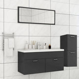 NNEVL Bathroom Furniture Set High Gloss Grey Chipboard