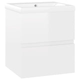 NNEVL Sink Cabinet with Built-in Basin High Gloss White Engineered Wood