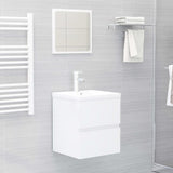 NNEVL Sink Cabinet with Built-in Basin High Gloss White Engineered Wood