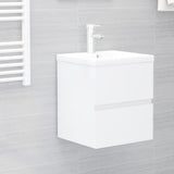 NNEVL Sink Cabinet with Built-in Basin High Gloss White Engineered Wood