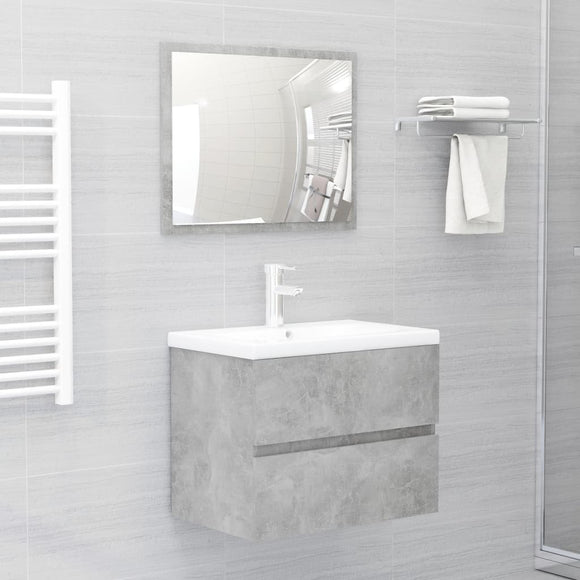 NNEVL Bathroom Furniture Set Concrete Grey Chipboard