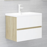 NNEVL Bathroom Furniture Set White and Sonoma Oak Chipboard