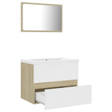 NNEVL Bathroom Furniture Set White and Sonoma Oak Chipboard