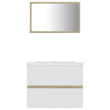 NNEVL Bathroom Furniture Set White and Sonoma Oak Chipboard