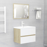 NNEVL Bathroom Furniture Set White and Sonoma Oak Chipboard