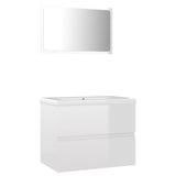 NNEVL Bathroom Furniture Set High Gloss White Chipboard