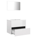 NNEVL Bathroom Furniture Set High Gloss White Chipboard