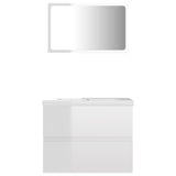 NNEVL Bathroom Furniture Set High Gloss White Chipboard