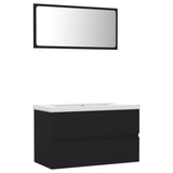 NNEVL Bathroom Furniture Set Black Chipboard