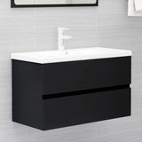 NNEVL Bathroom Furniture Set Black Chipboard