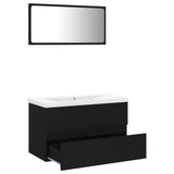 NNEVL Bathroom Furniture Set Black Chipboard