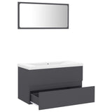 NNEVL Bathroom Furniture Set Grey Engineered Wood