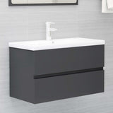 NNEVL Bathroom Furniture Set Grey Engineered Wood