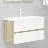 NNEVL Bathroom Furniture Set White and Sonoma Oak Chipboard