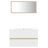 NNEVL Bathroom Furniture Set White and Sonoma Oak Chipboard