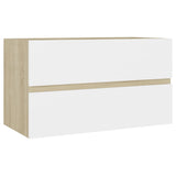 NNEVL Bathroom Furniture Set White and Sonoma Oak Chipboard