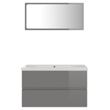 NNEVL Bathroom Furniture Set High Gloss Grey Engineered Wood