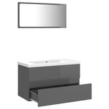 NNEVL Bathroom Furniture Set High Gloss Grey Engineered Wood