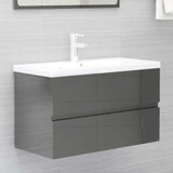 NNEVL Bathroom Furniture Set High Gloss Grey Engineered Wood