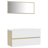 NNEVL Bathroom Furniture Set White and Sonoma Oak Chipboard