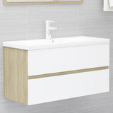 NNEVL Bathroom Furniture Set White and Sonoma Oak Chipboard