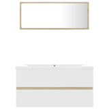 NNEVL Bathroom Furniture Set White and Sonoma Oak Chipboard