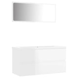 NNEVL Bathroom Furniture Set High Gloss White Chipboard