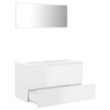 NNEVL Bathroom Furniture Set High Gloss White Chipboard