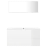 NNEVL Bathroom Furniture Set High Gloss White Chipboard