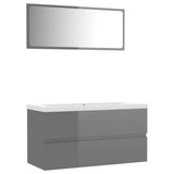 NNEVL Bathroom Furniture Set High Gloss Grey Chipboard