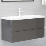 NNEVL Bathroom Furniture Set High Gloss Grey Chipboard