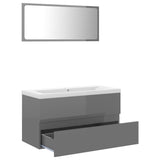 NNEVL Bathroom Furniture Set High Gloss Grey Chipboard