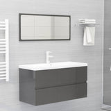 NNEVL Bathroom Furniture Set High Gloss Grey Chipboard